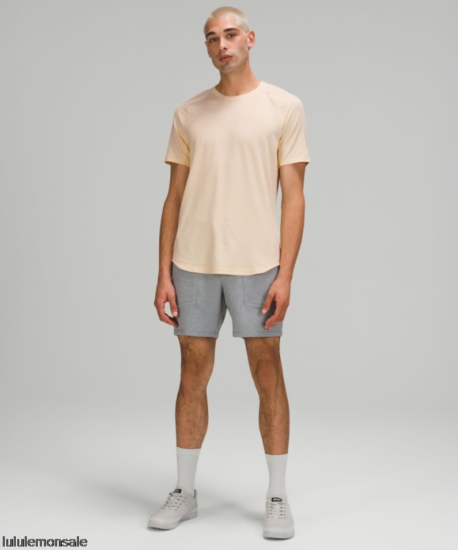 Lululemon Deutschland DELULU802 | Lululemon Deutschland Kurzarm-Trainingsshirt Aus Meliertem Zitronenfarbenem Chiffon Drysense